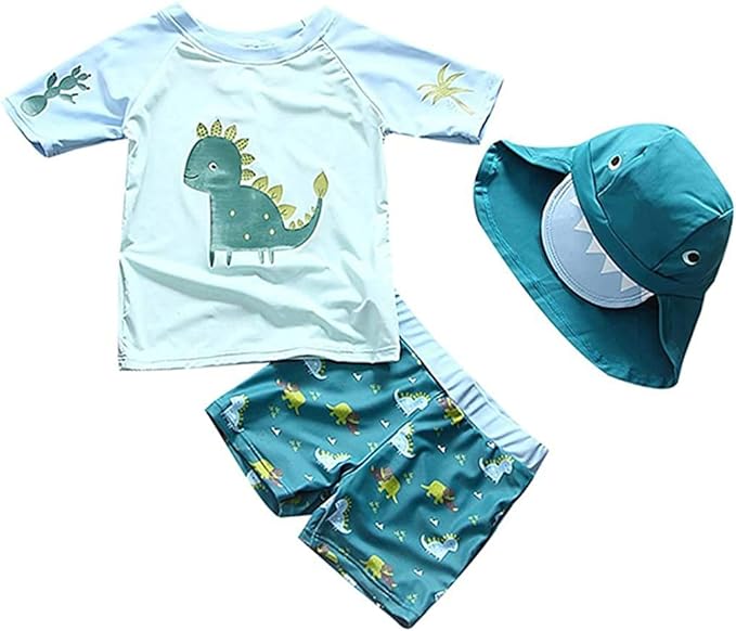 Baby and Toddler Boys' 3-Piece Swimsuit Set Bathing Suit with Hat